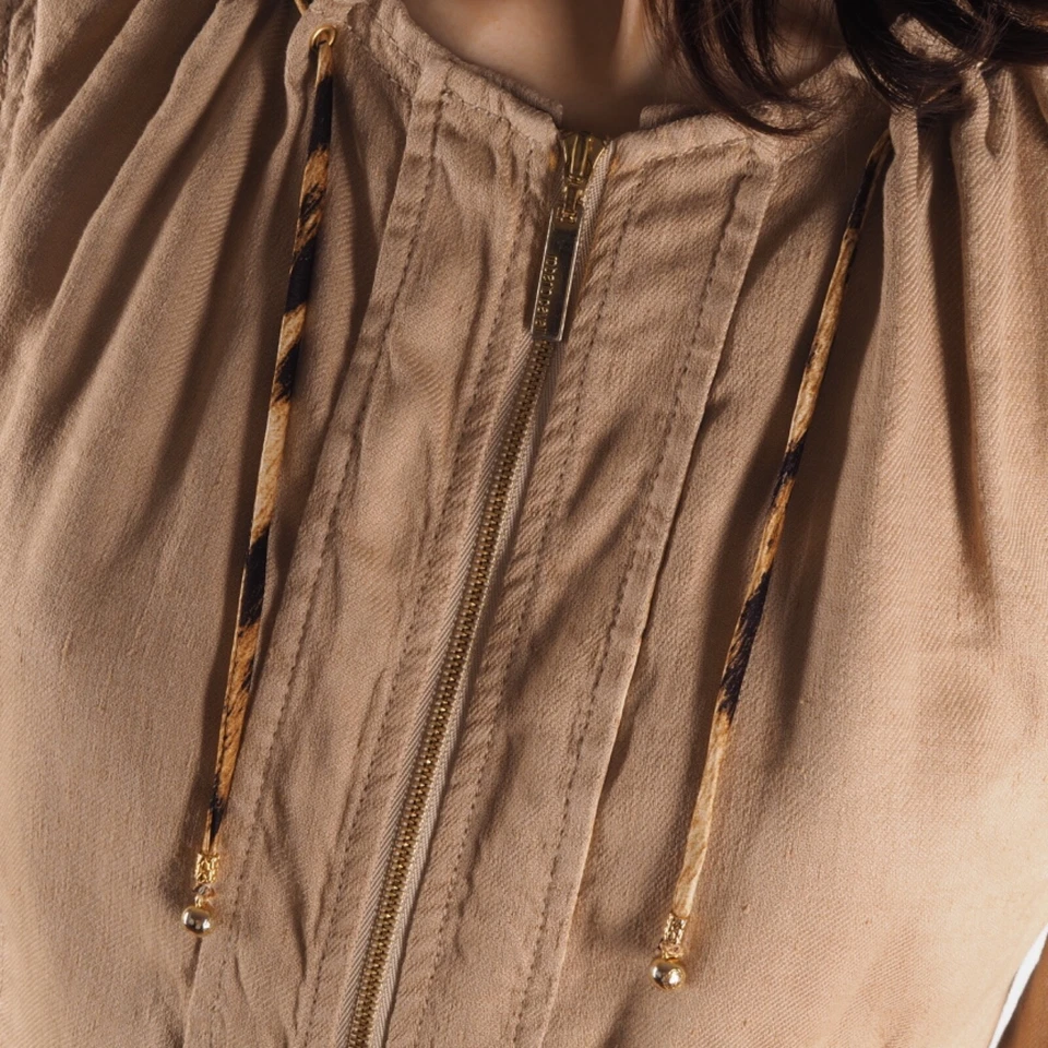 Roberto Cavalli Vintage Women's Beige Linen Zip Jacket size 42 - Image 3 of 4