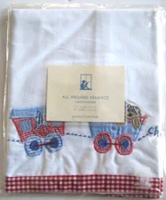 NEW Pottery Barn Kids ALL ABOARD Train Window Curtain Valance 44 x 18