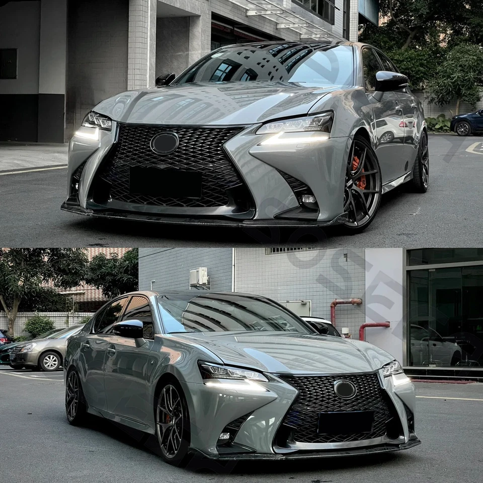 Divisores de labios de parachoques delantero negro brillante para Lexus GS350 GS450h F Sport 2016-2020 Foto 2 de 4