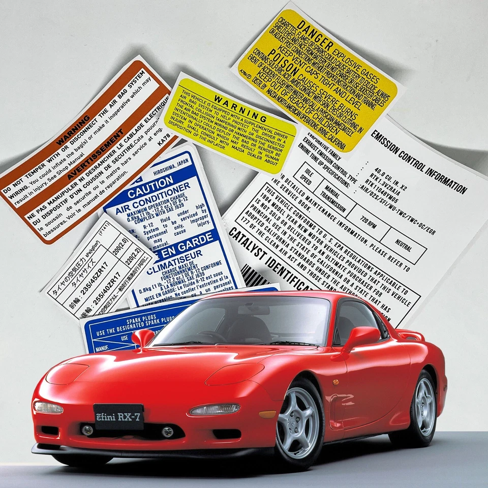 Mazda Rx7 Fd 13bt Restoration Warning Caution Engine Stickers Labels Fusebox - Изображение 2 из 4