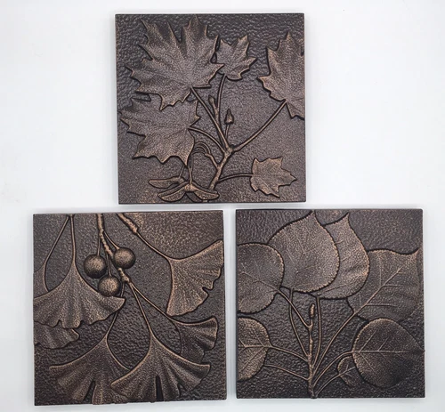 Whitehall Aspen Maple Ginkgo Leaf Cottagecore Decor Copper Tone  Art  8” 3D