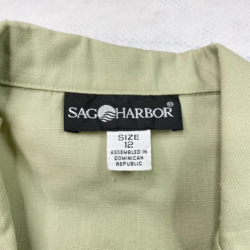 Blazer feminino Sag Harbor tamanho 12 verde bolsos com botões ombreiras VINTAGE - Imagem 3 de 4