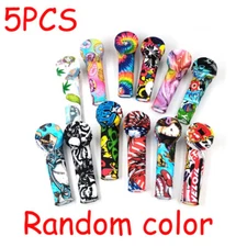 Lot Of 5 3.5'' Silicone Smoking Hand Pipe with Cap Lid Pocket Pipe & Metal Bowl