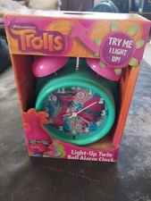 Trolls Alarm Clock Kids Room, Light Up Twin Bells Alarm.