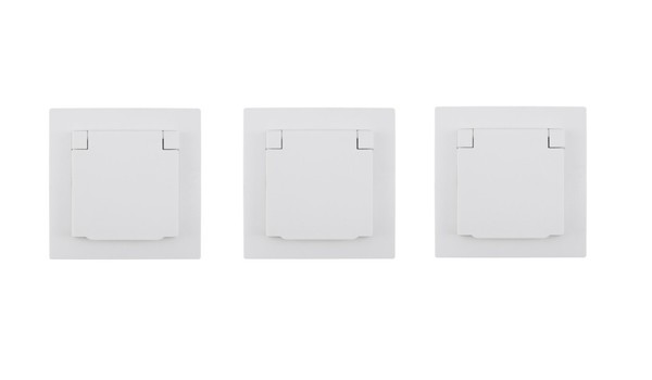 3Er Set SCHUTZKONTAKT-STECKDOSE Mcpower Flair, Weiß, Up, IP44, Steckanschluss-image
