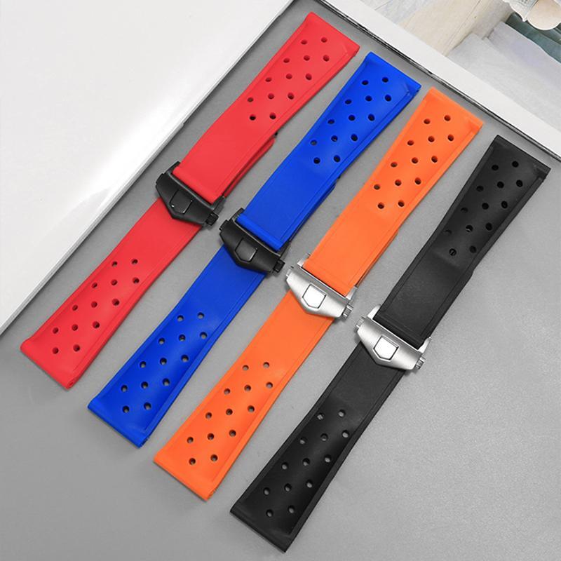 Rubber Strap Tag Monaco Watch Strap 22mm Soft Silicone Rubber