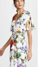 Alice + Olivia Clarine Wrap Dress in Wildflower Print Size 0 AUS 6/8 XS/S