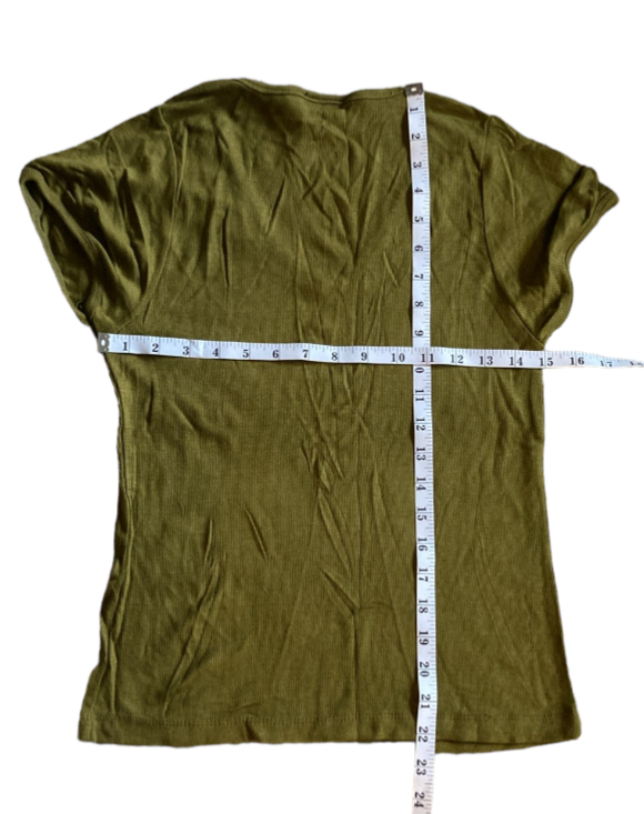 NWT Erik Stewart Green Stretch V-neck Ribbed TShirt Top Sz XLarge