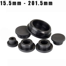 Round Plastic Black Blanking End Cap Caps 15.5mm - 201.5mm Tube Pipe Plug Bung