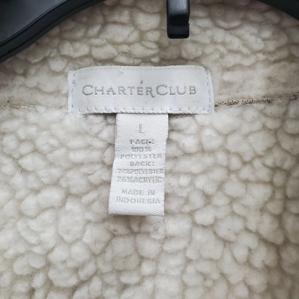 Charter Club Women's Gray Paisley Sueded Sherpa Lined Sleeveless Zip Up Vest L - Image 4 of 4