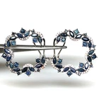 Handmade 925 Sterling Silver Blue Sapphire White Zircon Jewelry Earrings