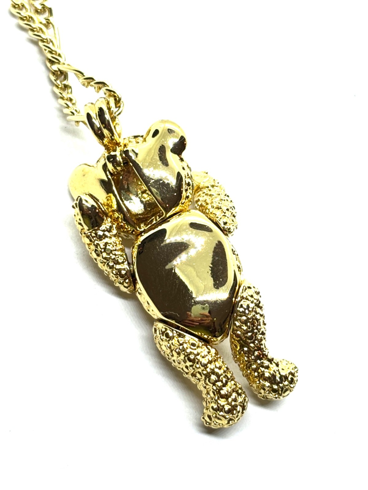 Vintage NAPIER Articulated Gold Plated Chunky Bear Pendant Necklace