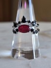 Bomb Party RBP8627 "Brighten My Day" LC Ruby w/Gen Quartz Hematite Sz 9 2 RINGS — photo 3