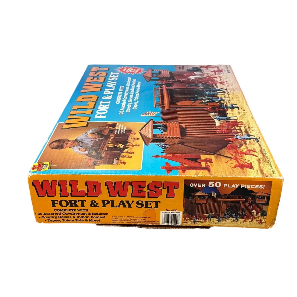 Wild West Fort & Play Set Fort Apache 50+ Pieces Figures Horses Made in USA - Image 2 of 4