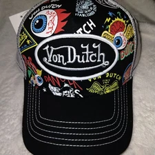 Von Dutch Truckers Hat Black with Art Graphics Snapback