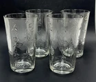 Vintage Anchor Hocking Savannah Clear Glass Tumblers Set of 4 Floral Rose 18oz