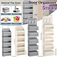 5 Tier Over The Door Hanging Hooks Organiser Storage Pockets Wardrobe Unit Shoes