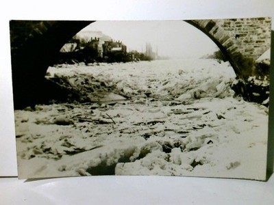 .Alte Ansichtskarte / Postkarte: Eisgang  Nahe,  Drususbrücke bei Bingen  s/w, u