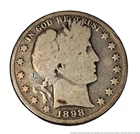 1898 P Philadelphia Barber Early Half 50C Silver Half Dollar Coin