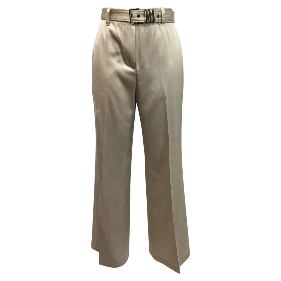 Brunello Cucinelli Belted Straight-Leg Trousers In Silk Women Beige Size 7
