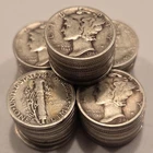 Roll of 50 1940-1945 Silver Mercury Dimes $5 Face Value 90% Silver FREE SHIPPING