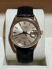 Rolex Oyster Perpetual Gold Capped Mens Watch Ref 1550 On Crocodile Strap