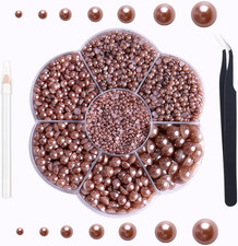 5600Pcs Flatback Pearls for Crafts Mixed Sizes Half Pearl Bead Flat Back Plastic