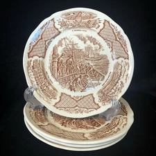 4 Bread & Butter Plates Fair Winds Brown Transferware  by Alfred Meakin England