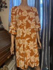 Harper 241 Dress Floral Print 3/4 Sleeve Casual   Boho  Bohemian Size 1X