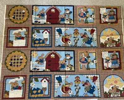 Quilt Panel Vintage 90s Just Be Cuz Cotton Rabbit Bunny Gardening Sunflower