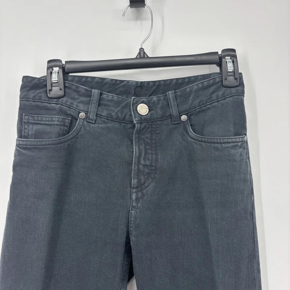 Pantalones de mezclilla ajustados de algodón negros Loro Piana Italia bolsillos de tiro medio para mujer talla 38 Foto 3 de 4
