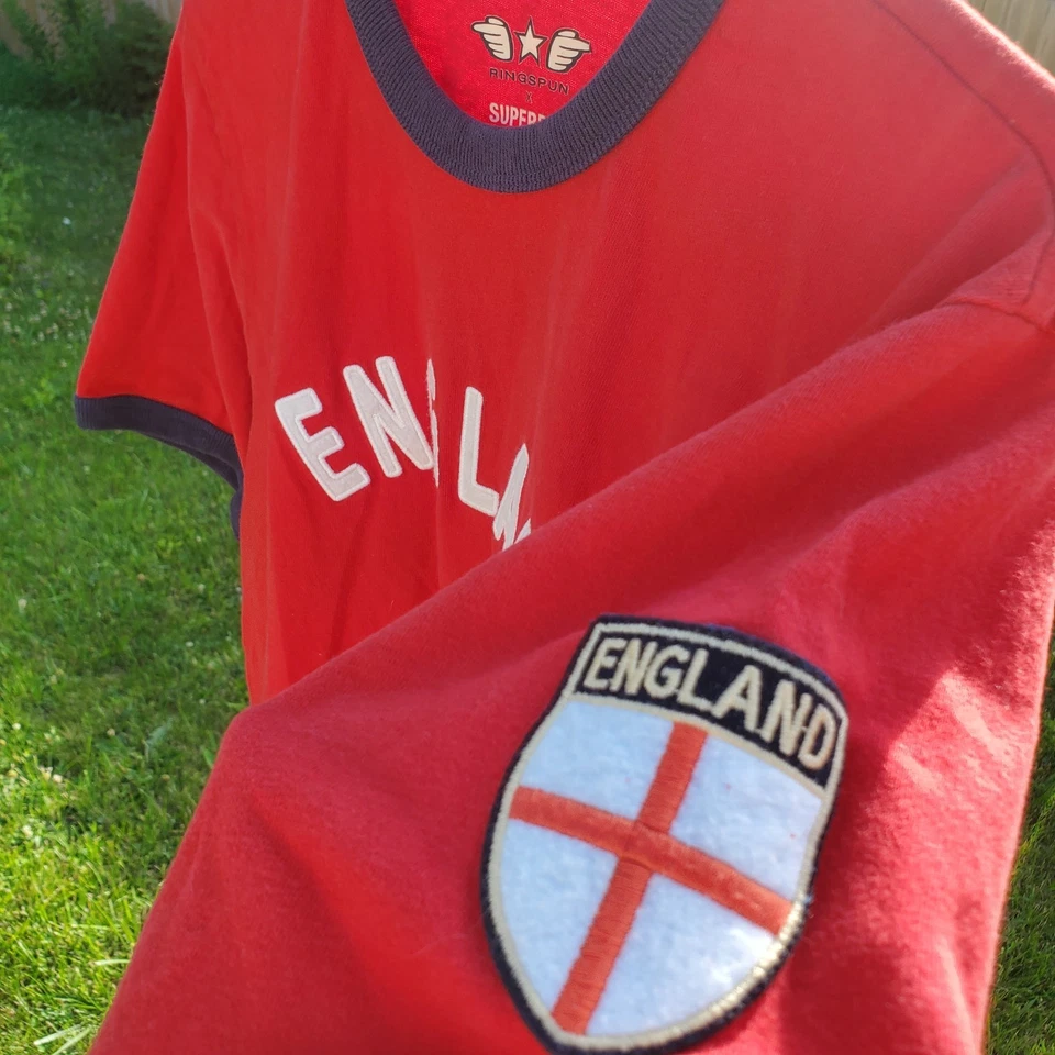 Superdry X Ringspun England T-shirt Men's L Retro Soccer Style England Patch  - Image 3 of 4