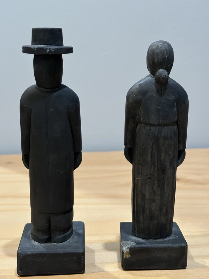 Китайский черный камень резьба мужчины и женщины мыло камень или сланец? Сколы основания - Изображение 2 из 4