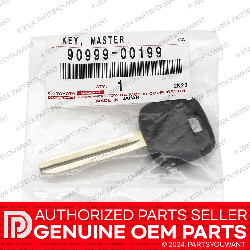 Llave en blanco genuina Toyota Tacoma Sienna Tundra OEM sin astilla sin cortar 90999-00199 Foto 2 de 4