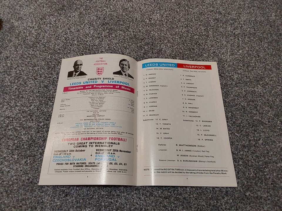 1974 FA Charity Shield Leeds United v Liverpool Wembley Stadium eBay