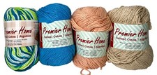 4 Skeins Premier Home Cotton Yarn Poolisde, Delft Blue, Peach, Beige 2.8 Oz New