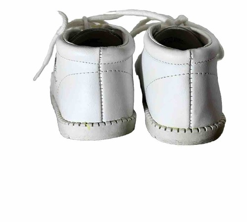 Mod It-White Christening Baptism Baby Shoes with Silver Embroidery size4 Lace Up - Picture 5 of 10