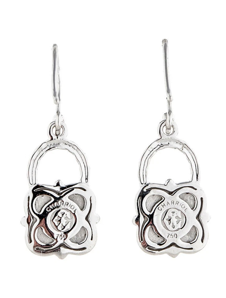 ¡Nuevos aretes colgantes de diamantes de oro blanco de 18 quilates Charriol Flamme Blanche! Foto 3 de 3