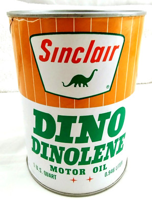 Vintage SINCLAIR DINO DINOLENE 20-20W 1 Quart Motor Oil Can