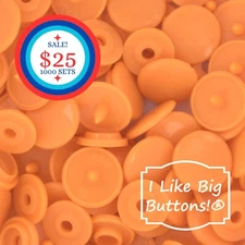 1000 Sets KAM Snaps: ORANGE-Size 16/T3-Plastic Snap Buttons Ribbon Sewing Crafts