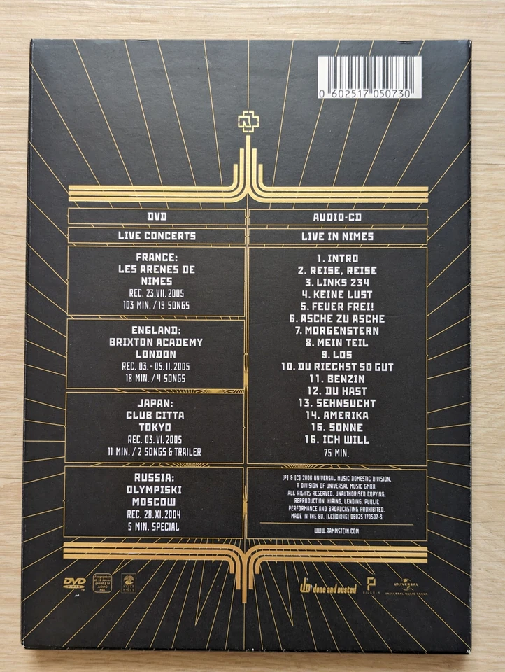 RAMMSTEIN Völkerball DVD + CD 2006 Live Digipak w/ sticker NM condition - Bild 2 von 3