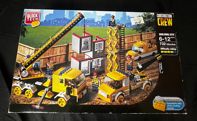 KIDS 732PC BLOCK TECH Construction Zone SITE CREW GIFT PLAY SET w FIGURES TOY 6+