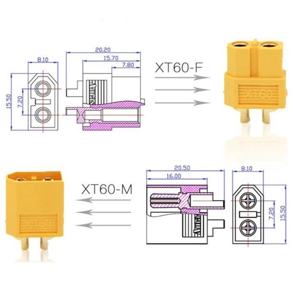 25 Paare XT60 Premium Stecker Buchse Lipo Akku XT 60 RC 50 Teile - Bild 2 von 3