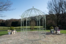 Pavillon Eisen antik grün Rankhilfe stabil Pergola Rosenbogen Rankgitter Garten