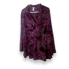 Catherines Pink Purple Paisley Popover Blouse Size 18 20