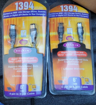 6ft Belkin 1394 Apple FireWire & Sony 6 Pin To 6 Pin Cable NEW 