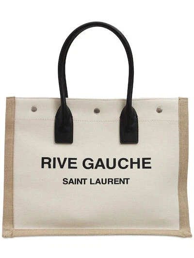 Saint Laurent Rive Gauche Small White Linen Tote Bag New eBay