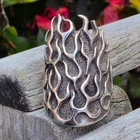 Vintage Modernist Sterling Silver Fire or Flame Statement Ring, Size 8, Unisex