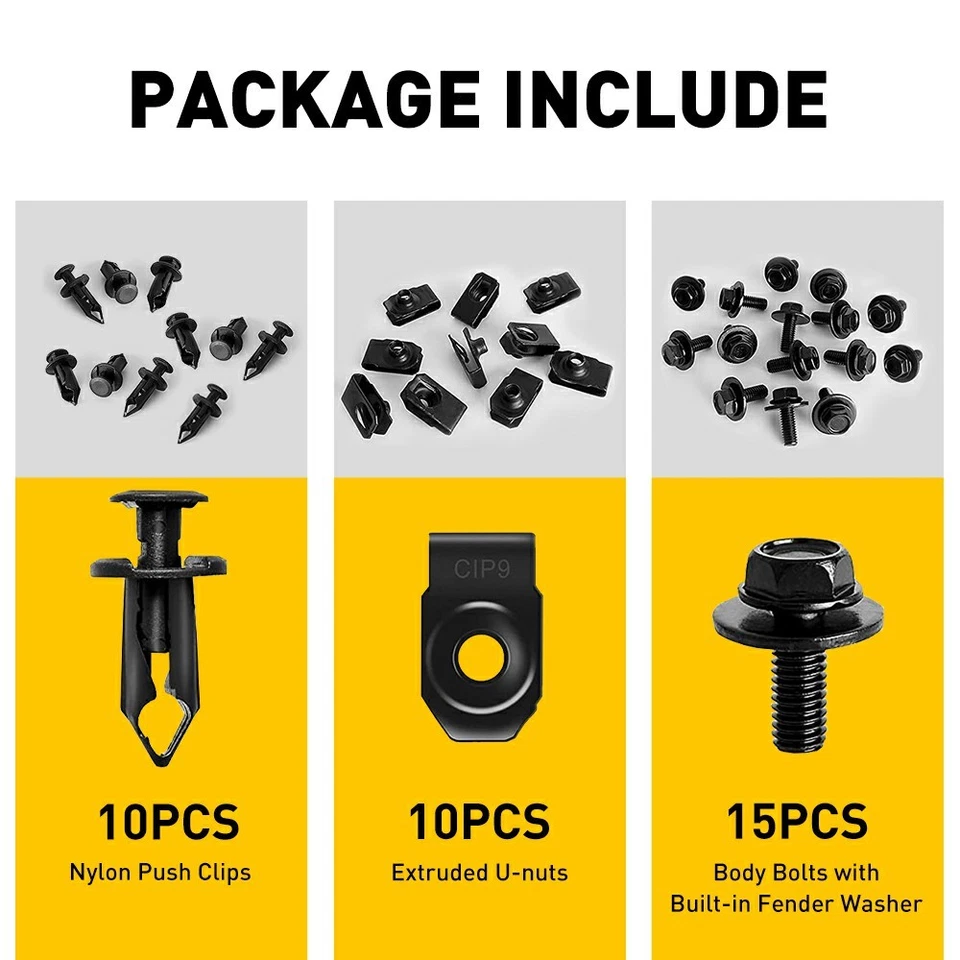 Pernos de carrocería y clips de tuerca en U para Toyota - protector contra salpicaduras de motor debajo de la cubierta 70 piezas Foto 4 de 4
