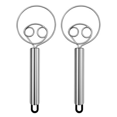 Danish Dough Whisk & Mixer Set - 2 Pack Stainless Steel Dough Whisks for Baki...